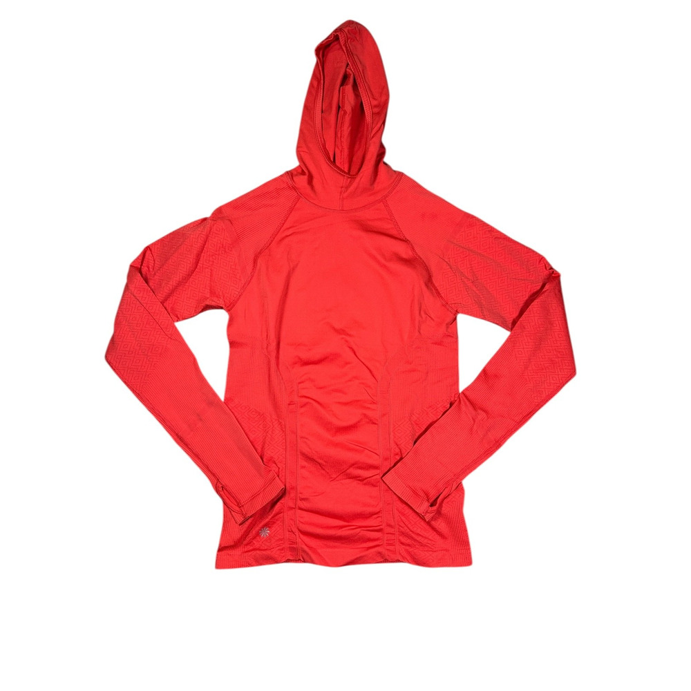 Athleta Tracker Hoodie M Bright Red Fitted Running Long Sleeve Performance
